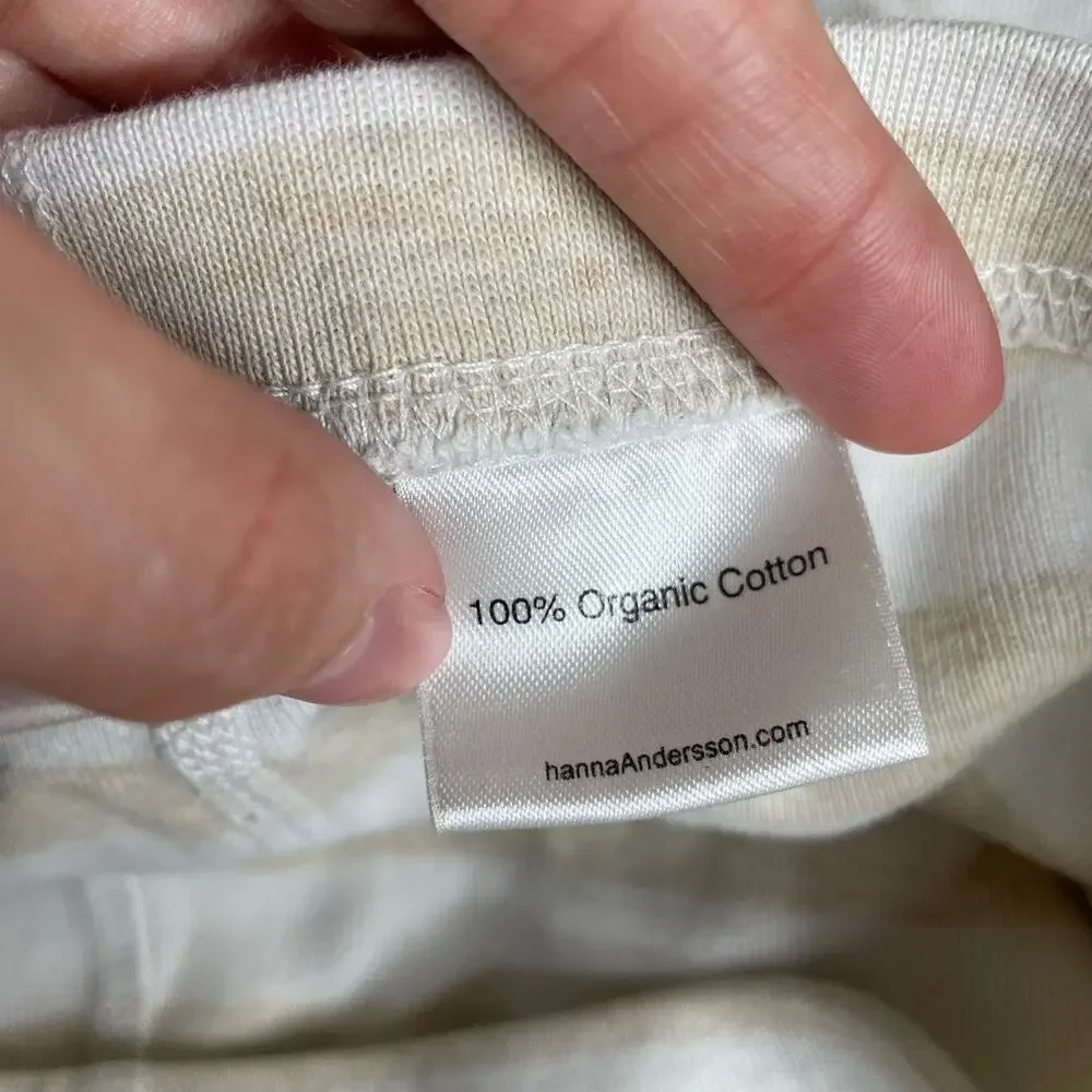 HANNA ANDERSSON Girl Striped Pajama Pant Cream White 12 Small Kids Skinny Fitted - Picture 3 of 5